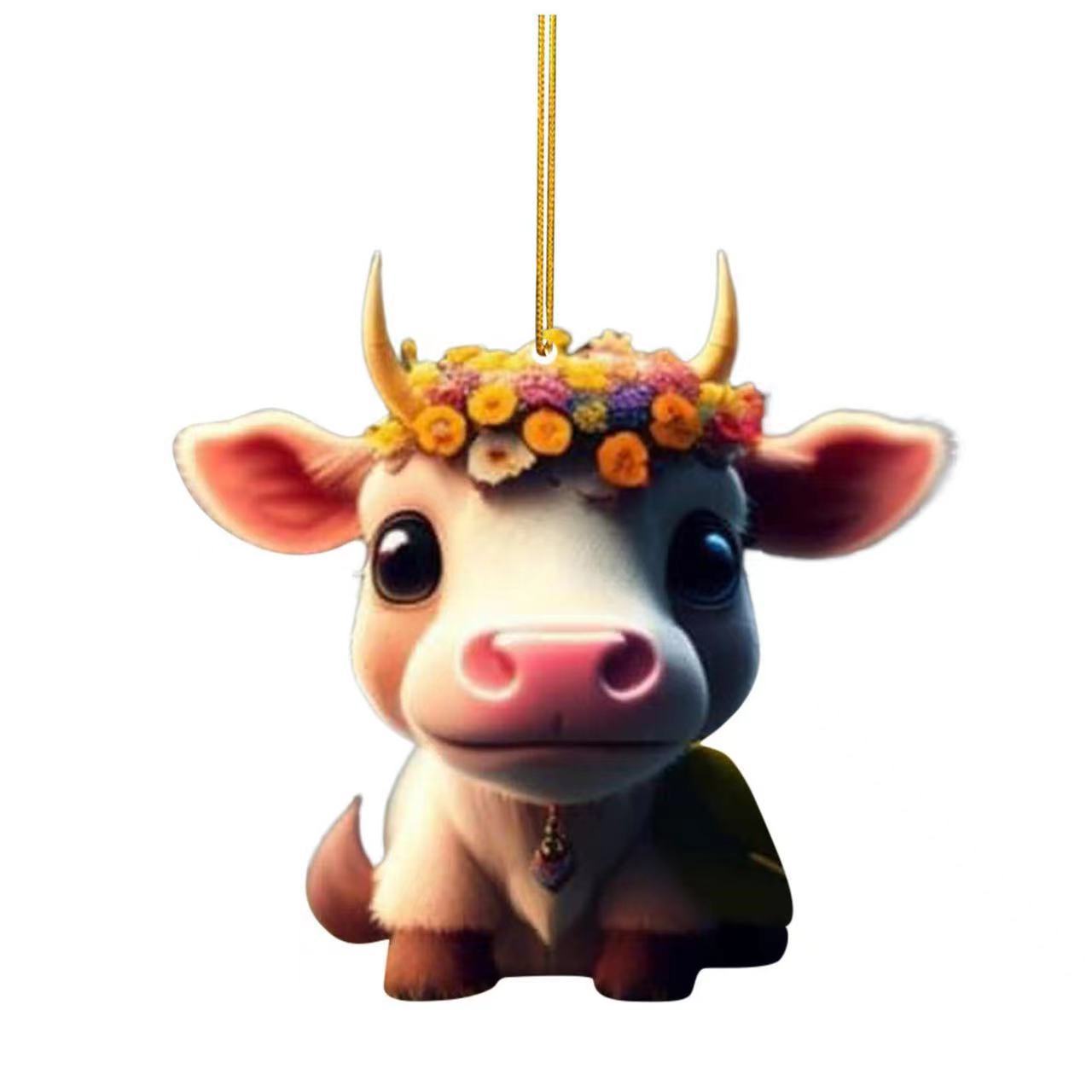 Wholesale Cute Cartoon Cattle Christmas Tree Decorations Acrylic Decorations